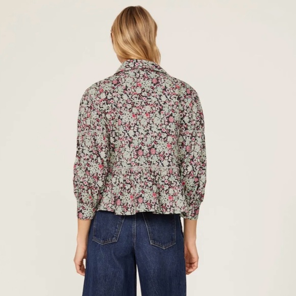 New Cinq A Sept, Party Print Lizzie Jacket, Garden Floral Peplum, Size 4 - Picture 12 of 13